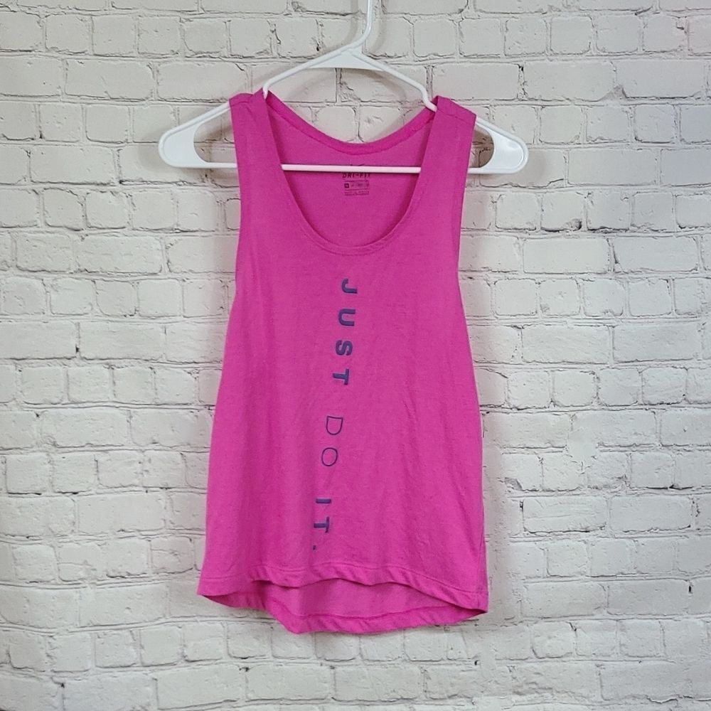 Nike Just Do It dri-fit athletic tank top XS Sleeveless Racerback Loose Pink Tee - Picture 7 of 7